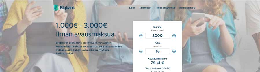 BigBank laina nettisivusto