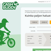 Kuvakaappaus CashBuddy lainapalvelusta