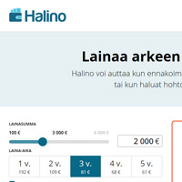 Kuvakaappaus Halino lainapalvelusta