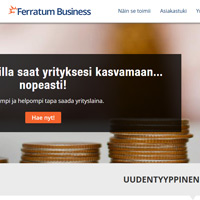 Kuvakaappaus Ferratum Business yrityslainan kotisivulta